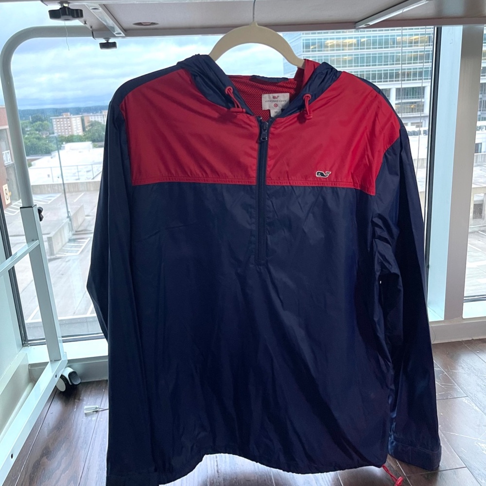 Vineyard Vines Men's Half Zip Rain Coat Hooded